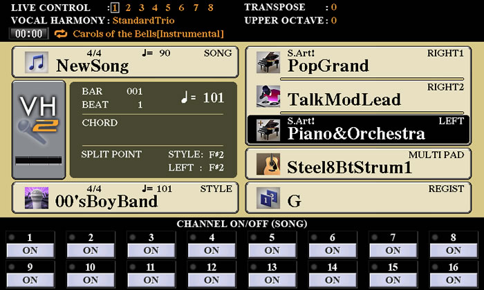 MAIN screen with alternative R1 and LEFT voices.